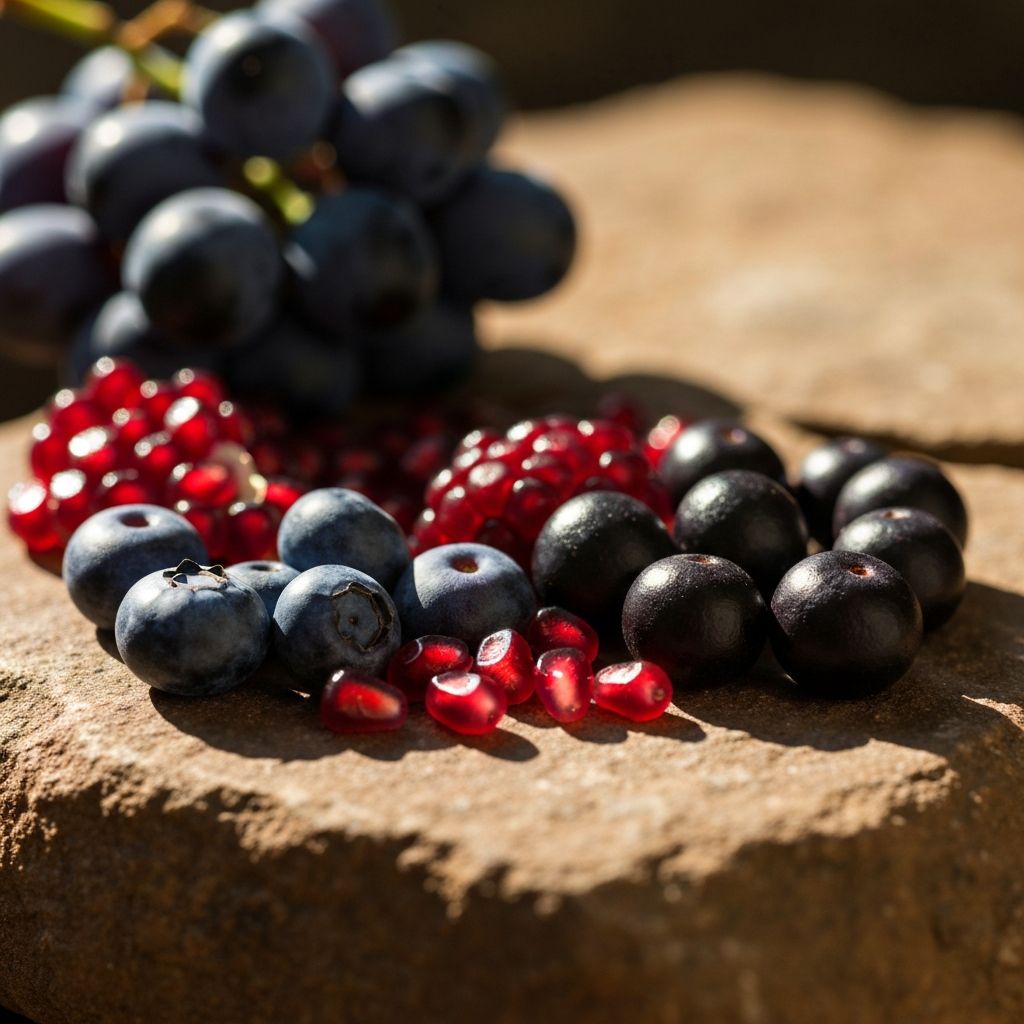 Dark antioxidant berries showing natural polyphenols and protective compounds